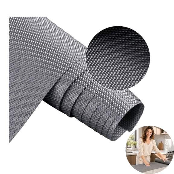 Thick Printed Kitchen Countertop Protector Mat, Non-Stick Non-Slip PVC Shelf Liner with Double-Sided Strong Grip, Tear Resistant Easy Cut Drawer Cabinet Mat for Pantry Bathroom Wardrobe RV Home