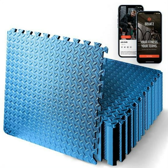 Thick Puzzle Exercise Mat, 25 Pcs EVA Foam Interlocking Tiles Protective Flooring for Gym Equipment and Cushion for Workouts, Durable Non-Skid Texture, Easy to Assemble, Blue