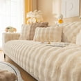thumbnail image 1 of Thick Rabbit Plush Sofa Cushion, 2023 New Non-Slip Sofa Cover, Soft Faux Throw Couch Cushion Covers Furniture Protector Mat ( Milky White, 70*150cm ), 1 of 7