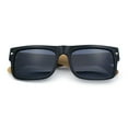 thumbnail image 1 of Thick Real Bamboo Wood Arm Square Narrow Rectangle Horn Rim Sunglasses Shiny Black - Black, 1 of 8