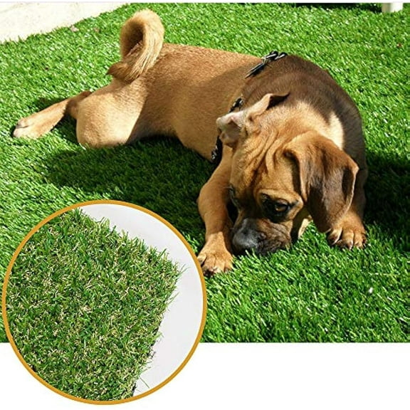 Thick Realistic Artificial Grass Mat Customized Sizes, 5ft x 10ft Synthetic Fake Astro Turf Indoor Outdoor Garden Lawn Landscape, Faux Grass Rug with Drainage Holes