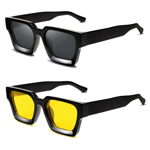 Thick Rectangle Sunglasses Women Men Retro Square Chunky Shades 90s Glasses