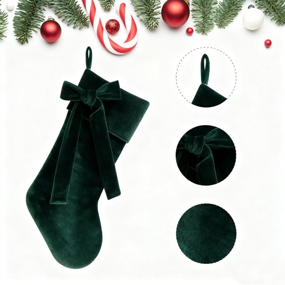 Thick Red And Green Velvet Christmas Stockings Perfect For Fireplaces 19 Inches In Size Festive And Featuring Gold Hooks Are A Traditional Christmas Stocking Decoration.,Wall Hanging