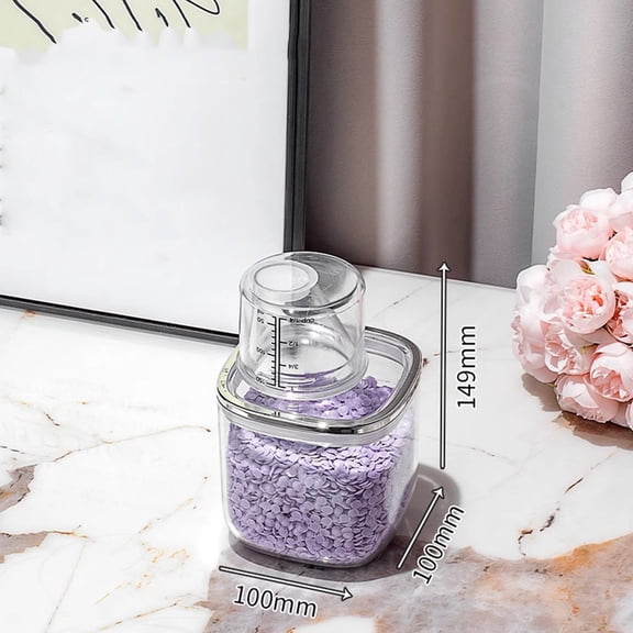Thick Reusable Modern Clean Look, Set Of 3 Clear Laundry Detergent Container, Sealed Powder Liquid Box, for Wash Room Organization