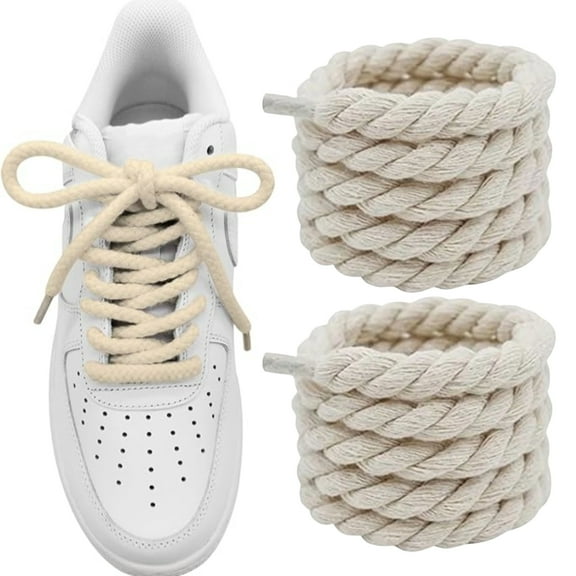 Thick Rope Shoe Laces for Air Force 1, Dont Punch DIY Chunky Jumbo Shoelaces for Dunk,Air Jordan,AF1 Sneakers, Beige