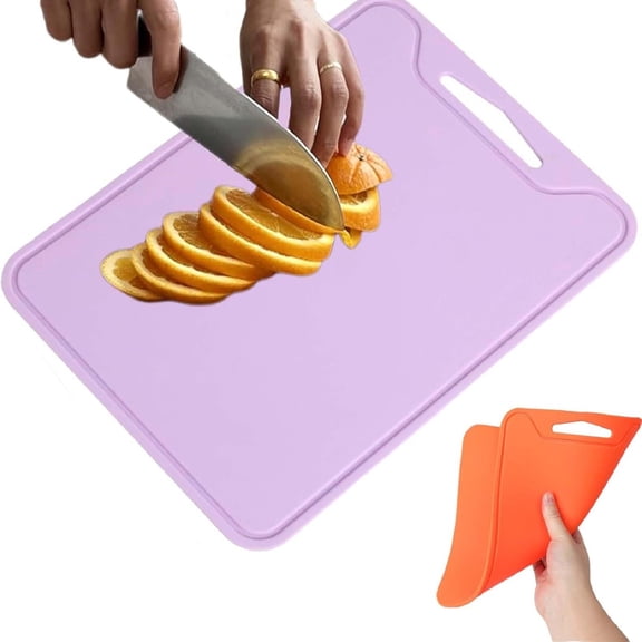 Thick Silicone Cutting Board, Portable Double Side Non Scratch Flexible Mat for Chopping with Easy Grip, 30x22cm, 1 Piece