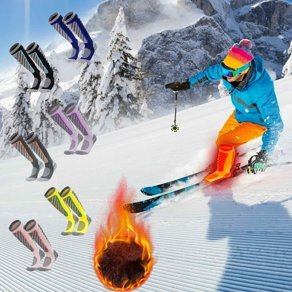 Thick Ski Socks for Men and Women, Thermal Winter Tube Socks with Thickened Sole, Moisture Wicking & Cushioned for All-Day Comfort, Ideal for Skiing, Snowboarding & Cold Weather Outdoor FAJHHA
