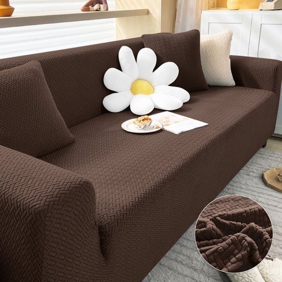 Thick Sofa Cover Elastic Jacquard Sofa Cover for Living Room 1/2/3/4 Seater Sofa Cover L-shaped Corner Sofa Cover (Coffee,2 Seater 145-185cm)