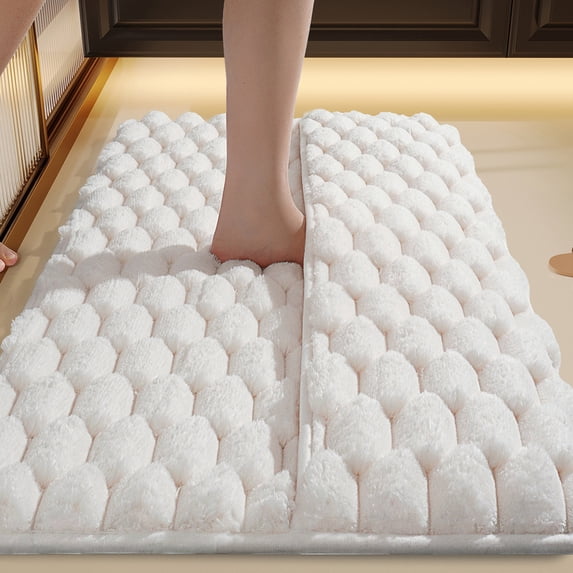 Thick Soft Non-Slip Bath Mat, Water Absorbent and Washable Bathroom Rug with Full Wrap for Foot Comfort, Shower Safe Floor Protection