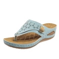 thumbnail image 1 of Thick Soled Wedge Heeled Women's Outdoor Thong Sandals Fashionable And Casual Open Heeled Hollow Classic Sandals, 1 of 9