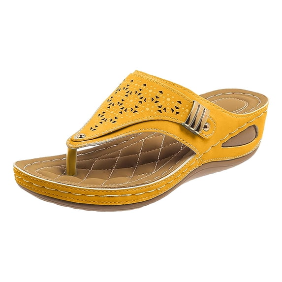 Thick Soled Wedge Heeled Women's Outdoor Thong Sandals Fashionable And Casual Open Heeled Hollow Classic Sandals