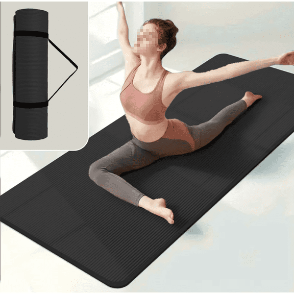 Thick Solid Color Yoga Mat with Strap, Non-Slip Exercise Mat for Yoga Pilates Gymnastics, Multi-Functional Foldable Fitness Mat for Kneeling Pushup Workout, Ideal for Beginners & Gym Lovers, Perfect