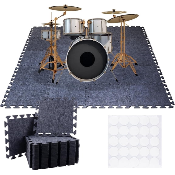 Thick Sound Absorbing Interlocking Floor Mats, High Density Piano Carpet Drum Rug, Non-Slip Anti Vibration Soundproof Pads Acoustic Blankets for Music Studio, Grey