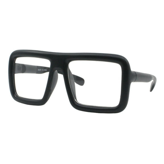 Thick Square Eyeglasses Clear Lens Frame Super Oversized Fashion Matte Black