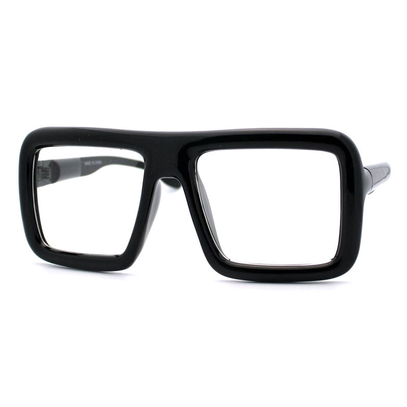 Fashion Clean Black High-Shine Square Frame Glasses Amazon.com: Street Knitted Thick Chunky Square Frame Shades  main image 4
