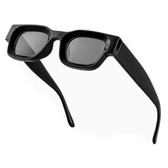 Street Knitted Polarized Unisex Thick Square 3D Frame Design Fashion Sunglasses, Black