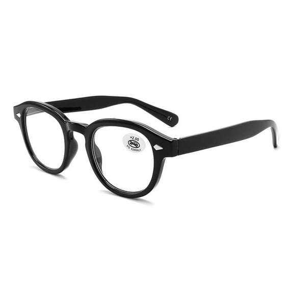 Thick Square Plastic Reading Glasses 1.00, Spring Hinge Black Readers +1.00 for Men and Women
