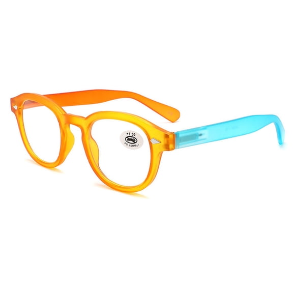 Thick Square Plastic Reading Glasses 3.50, Spring Hinge Orange Readers +3.50 for Men and Women
