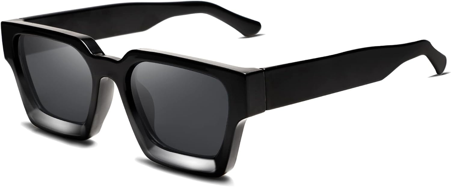 Thick Square Sunglasses for Men Women Retro Chunky Rectangle 