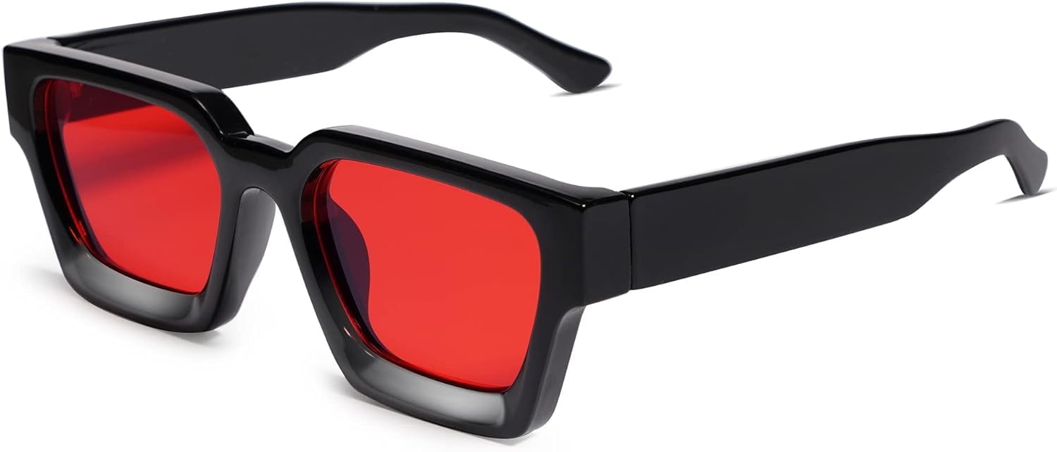 Thick Square Sunglasses for Men Women Retro Chunky Rectangle  display picture 3
