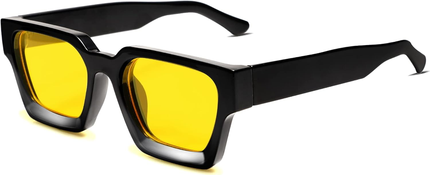 Thick Square Sunglasses for Men Women Retro Chunky Rectangle  display picture 2