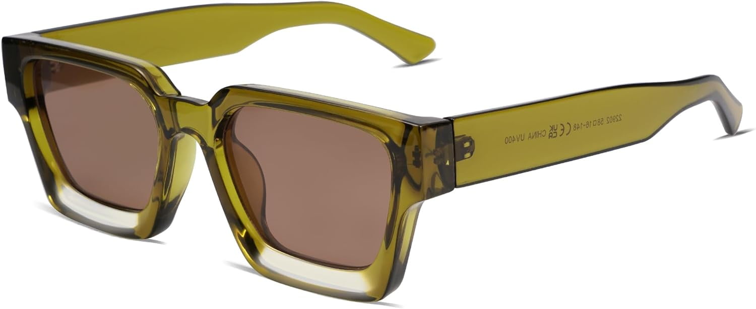 Thick Square Sunglasses for Men Women Retro Chunky Rectangle 