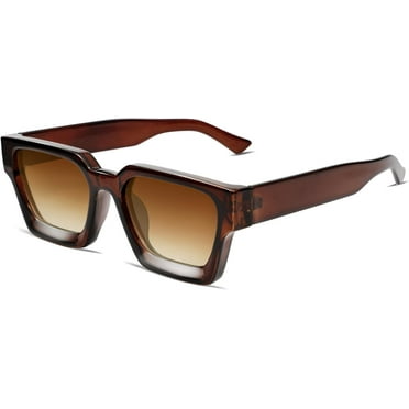 Thick Square Sunglasses for Men Women Retro Chunky Rectangle Shades UV400 Protection