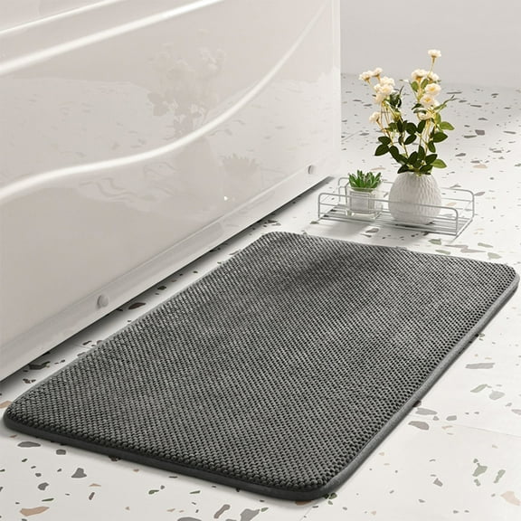 Thick Striped Memory Foam Bath Rug 40x60cm, Soft Absorbent Velvet Bathroom Mat with Non-Slip Bottom, Machine Washable Carpet for Home Decor, Dark Gray/Gray/Beige