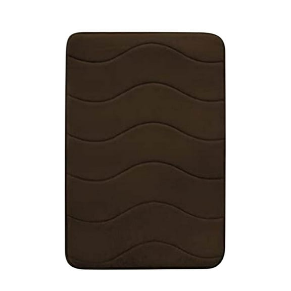 Thick Striped Memory Foam Bath Rug, Soft Absorbent Velvet Bathroom Mat, Non-Slip Dots Underside, Machine Washable, Spa-Like Comfort, Rec Shape for Shower Floor