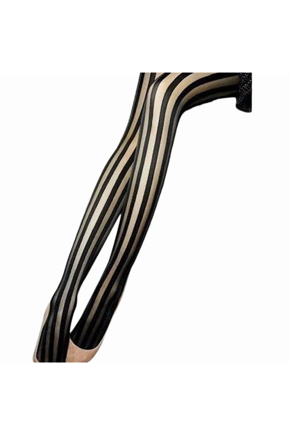 Thick Striped Thin Stockings Wide Vertical Pantyhose