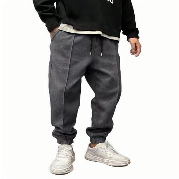Thick Sweatpants for Men with Pockets Fall Tapered Leg Pants Drawstring Elastic Waist Casual Solid Athletic Workout Joggers Pant