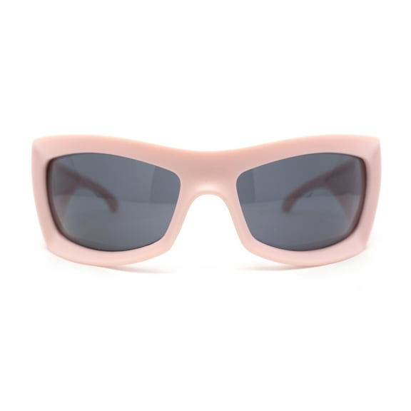 Thick Temple Oversized Large Trendy 90s Sport Sunglasses Pink - Black