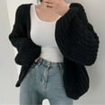 thumbnail image 1 of Thick Thick Needle Sweater Women's Autumn And Winter Coat Women's Balloon Sleeve Knitted Cardigan Solid Color Versatile Lazy Style Stin Sweater Loose Knit Cardigan Evening Cardigans for Women Casual, 1 of 3