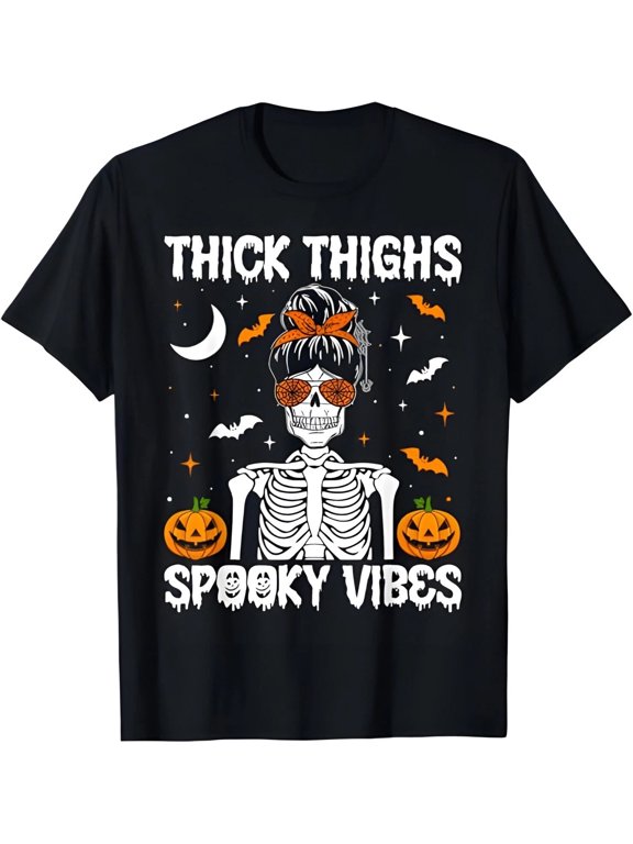 Thick Thighs & Spooky Vibes Halloween Ghost Men Women T-Shirt