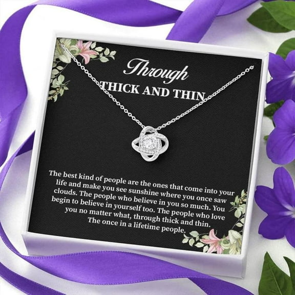 Through Thick and Thin, Friendship Necklace, Gift for Friend, Best Friend Necklace, Friend Message Card Necklace Jewelry Necklaces Styles on Birthday, Xmas, Anniversary, Jewelry for Women