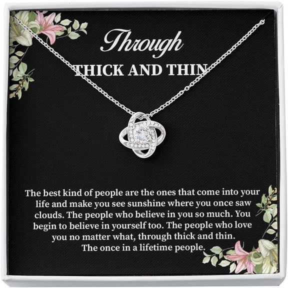 Through Thick and Thin, Friendship Necklace, Gift for Friend, Best Friend Necklace, Friend Message Card Necklace Jewelry Necklaces Styles on Birthday, Xmas, Anniversary, Jewelry for Women