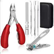 Thick Toenail Clippers, Mens Nail Clippers for Large Big Thick Nail and Toenail Senior Nail Clippers with Easy Grip Rubber Handle for Podiatrist/Ingrown/Seniors/Adult, Red