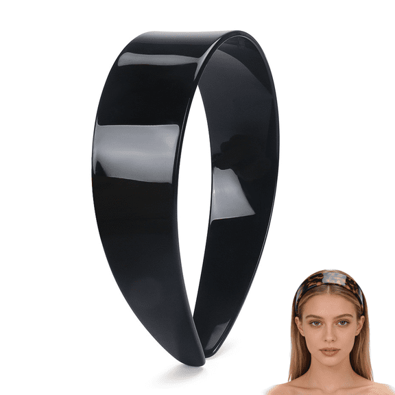 Thick Tortoise Shell Headband, 1/2 PCS Ligth Flexible No Slip Durable Fashion Hair Hoop, 1.5 inch Classic Thick Wide Headband with Teeth for Women (Dark hawksbill (reddish))