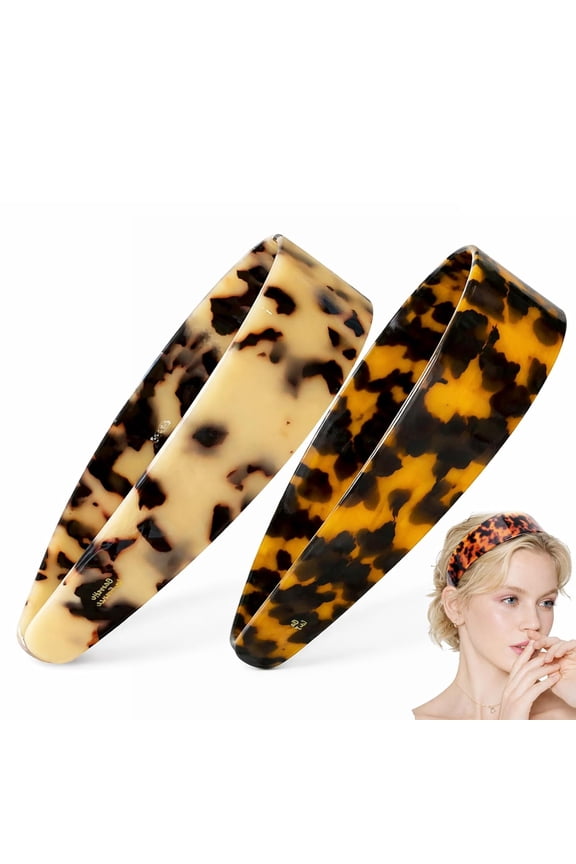 Thick Tortoise Shell Headband, Wide Tortoise Shell Headband with Teeth for Women, Acetate Leopard Plastic Hair Band for Women's Hair No Headache No Slip