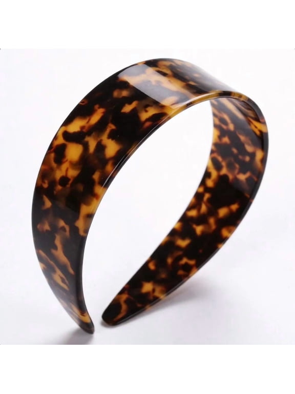 Thick Tortoise Shell Headband with Teeth for Women, 1.5in No Slip Versatile Wide Acetate Retro Plastic Headbands (Dark Tortoiseshell)
