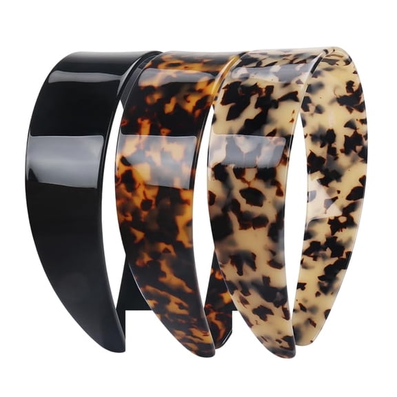 Thick Tortoise Shell Headband, 1.5in Wide No-Slip Retro Plastic Hair Accessory for Women