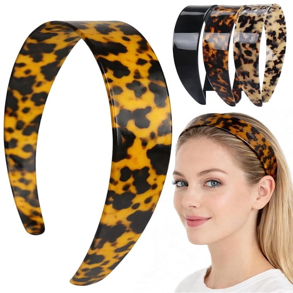 Thick Tortoise Shell Headband with Teeth for Women, 1.5in Wide, Acetate, No Slip, Retro Plastic Hair Accessory