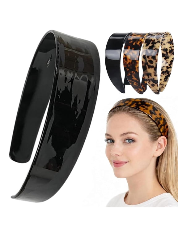 Thick Tortoise Shell Headband with Teeth for Women, 1.5in Wide, Acetate, No Slip, Retro Plastic Hair Accessory