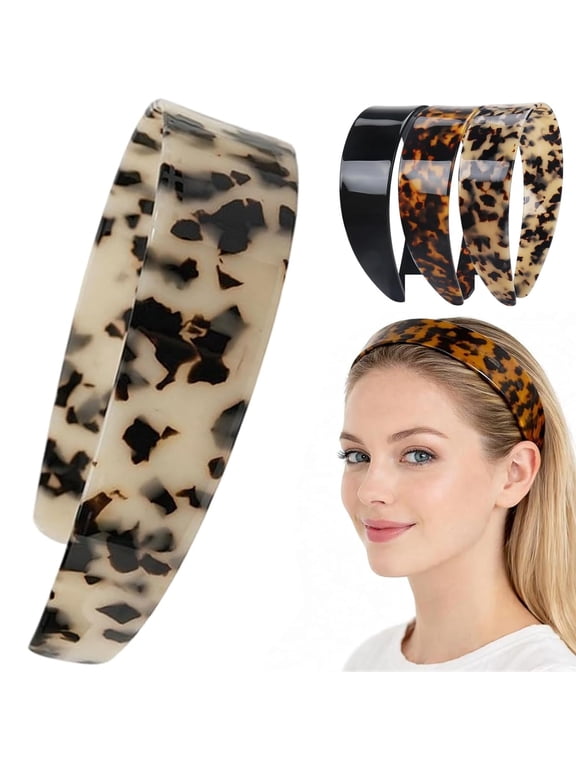 Thick Tortoise Shell Headband with Teeth for Women, 1.5in Wide, Acetate, No Slip, Retro Plastic Hair Accessory