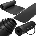thumbnail image 1 of Thick Travel Yoga Mat with Carrying Strap, Black, 1 of 1