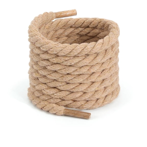 Thick Twisted Hemp Shoelaces for Men & Women, Retro Braided Rope with Clear Aglets, , Dunk & Sneakers (Wheat Color)2 pairs Length 120cm