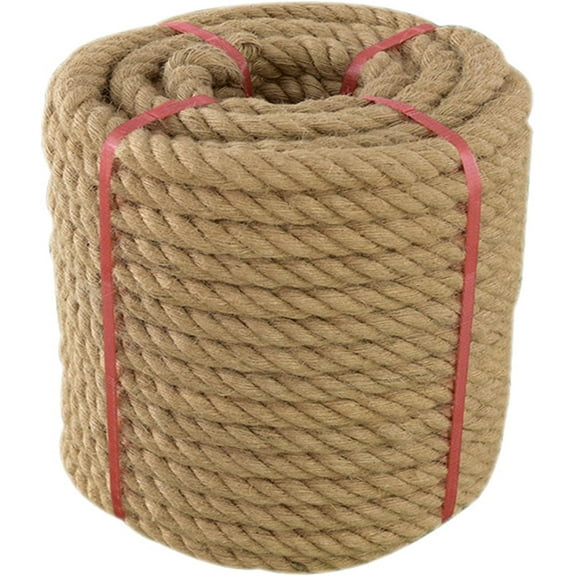 Thick Twisted Manila Ropes 1Inch×100ft Natural Jute Rope Heavy Duty Hemp Rope for Swing Bed, Crafts, Railing, Tug of War, Landscaping, Gardening, Bundling, Hammock, Home Decorating
