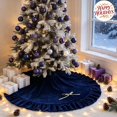 thumbnail image 1 of Thick Velvet Christmas Tree Skirt Dark Blue 35.43x35.43IN - Christmas Decorations, Decor, Holiday, Xmas, Festive, Seasonal, Home, Indoor, Outdoor, Party Supplies, Gifts, Ornaments, 1 of 7