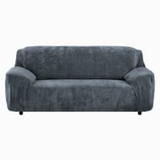 Thick Velvet Sofa Covers 1/2/3/4 Seater Pure Color Sofa Protector Stretch Non Slip Couch Cover Easy Fit Elastic Fabric Stretch Couch SlipcoverDeep Gray, 1-Seater Sofa