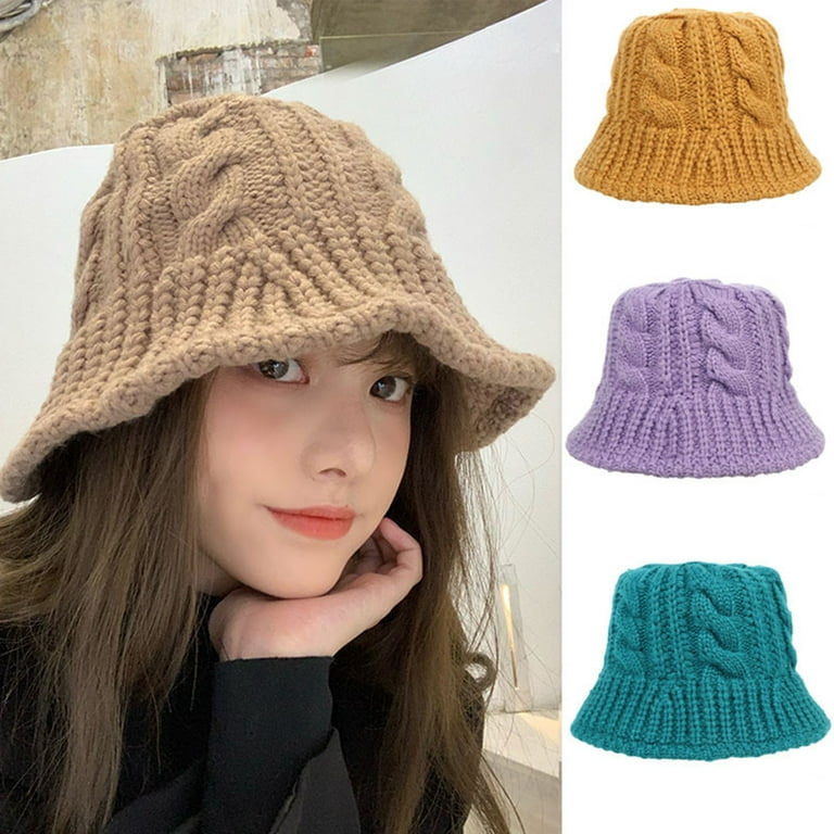 Thick Warm Fisherman Cap Autumn Winter Knitted Twist Stretchy